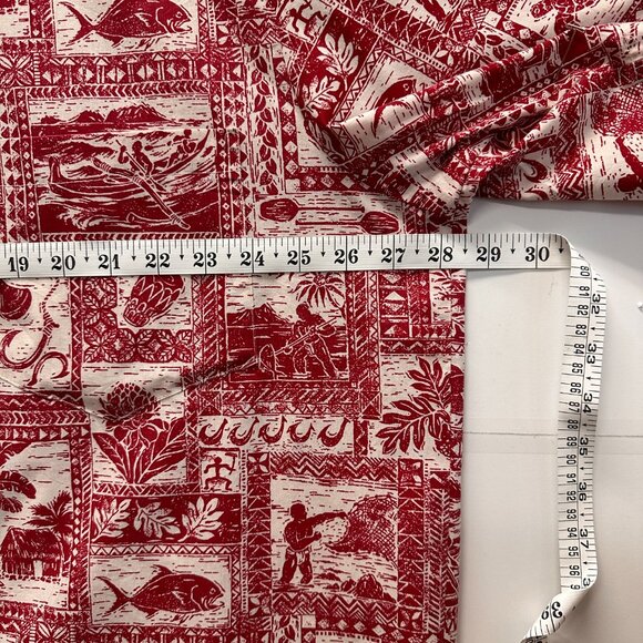 Vintage Made in Hawaii Red Tapa Aloha Shirt - Picture 5 of 7